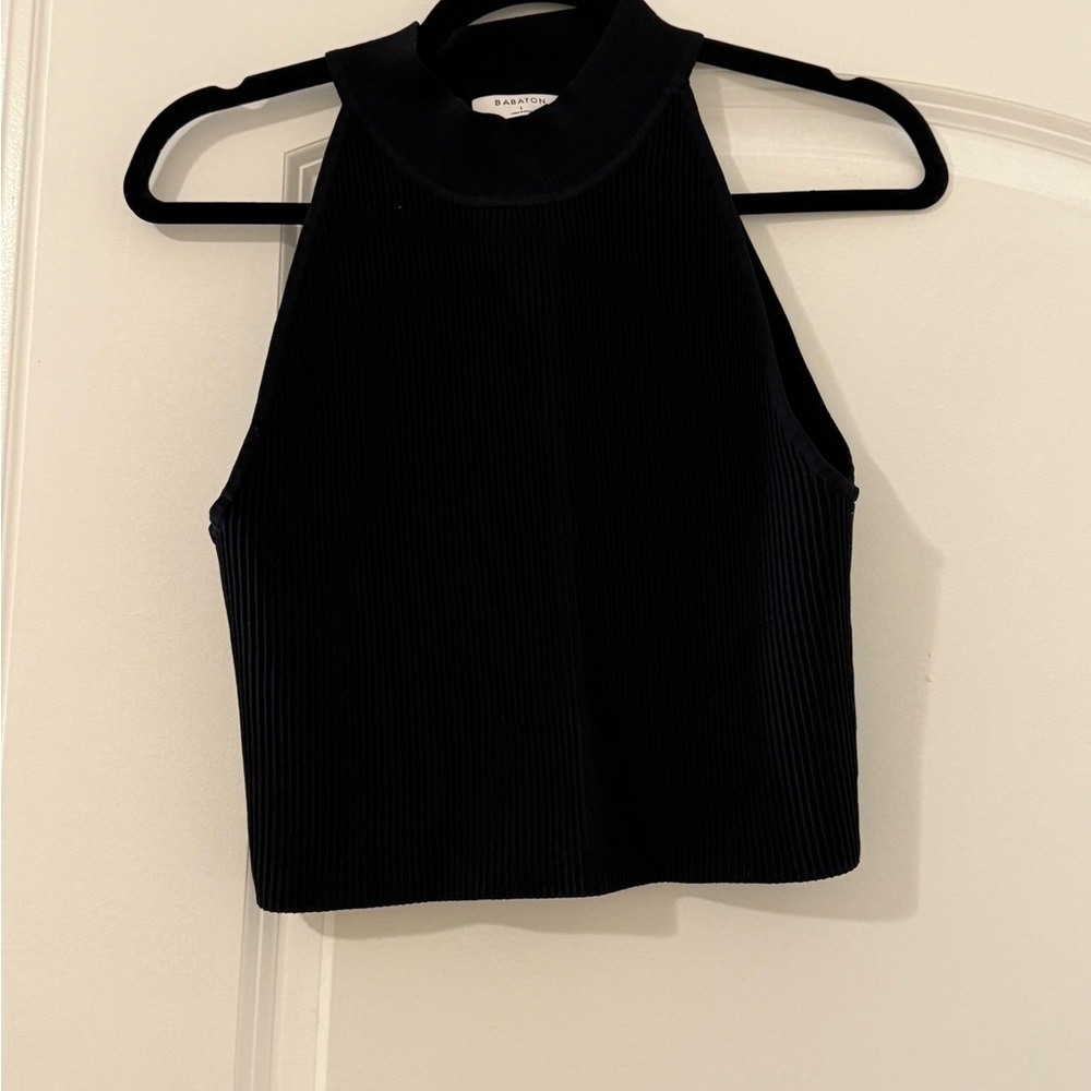 Aritzia Babaton Black Ribbed Crop Top